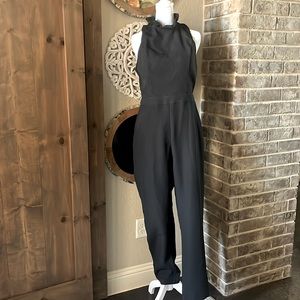 Black Sleeveless Jumpsuit with Bow Closure